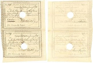 Uncut Pair both Signed by Oliver Wolcott Jr. - Issued to Roger Sherman and William S. Johnson - January 6, 1788 dated Pay Orders