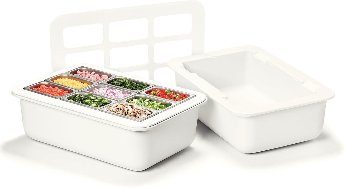 Coldmaster 6" Deep Insulated Food Pan with Organizer by Carlisle FoodService Products – Full-Size, 24.1 quarts, Plastic, White, Model CM104902