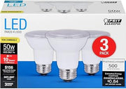 Feit Electric PAR20 LED Light Bulb, 50W Equivalent, Non-Dimmable, 5000K Daylight White, E26 Base, 500 Lumen, Indoor/Outdoor Recessed Light Bulb, 10-Year Lifetime, PAR2050/850/10KLED/3, 3-Pack