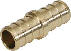 SharkBite 3/8 Inch Crimp Coupling, Brass Plumbing Fitting, PEX Pipe, PE-RT, UC006LFA, 3/8 in, Copper