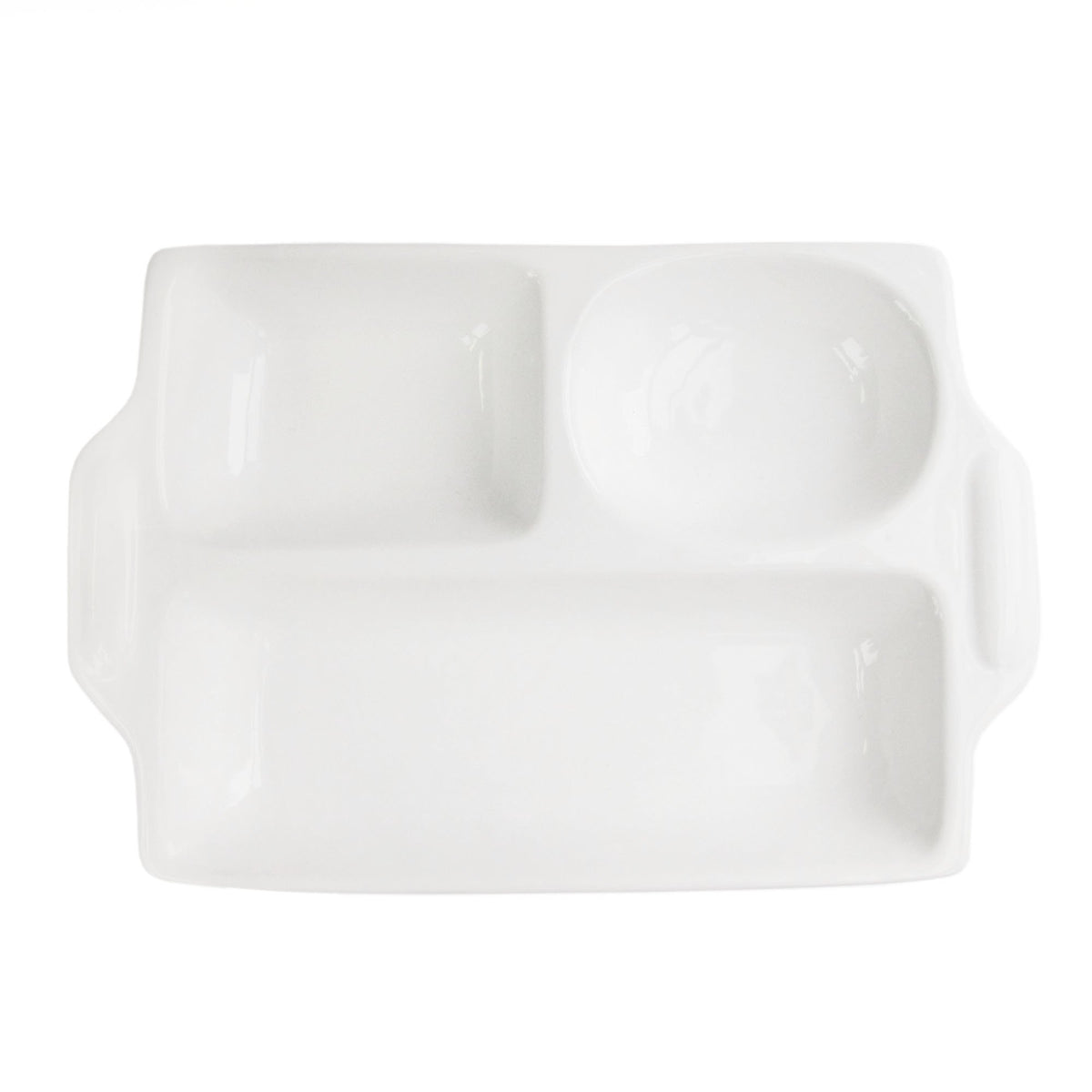 Rectangle 3 Section Server by American Atelier – Large, Porcelain, White, Model 6217-SVR13