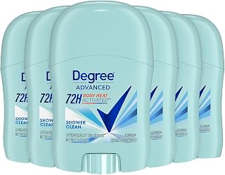 Degree Advanced Antiperspirant Deodorant, Shower Clean 6-Pack – Travel Deodorant for Women, 72H Protection, 0.5 Oz Ea