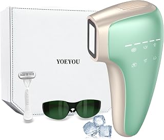Sapphire Ice Cooling IPL Hair Removal Device, Painless At-Home Permanent Hair Remover for Women Men, 5 Levels 2 Modes for Full Body Use
