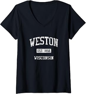 Womens Weston WI J04 Vintage Athletic Sports Design V-Neck T-Shirt