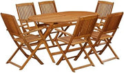 Oil-Finished Wooden Patio Set - Dining Table and 6 Wooden Chairs, Durable Solid Wood Construction Weatherproof Finish for Garden, Deck