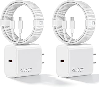 Apple MFi Certified 60W USB C Dynamic Apple Adapter with 10FT USB C-C Cable | 2Pack 60W 10FT TypeC Fast Charging Cable,40W USBC Dynamic Adapter with 60W Max for iPhone17 Pro/17 Air/16e/16/15,iPad Pro/Air
