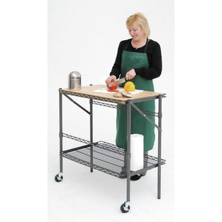 Portable Folding Demo Table Flint Wire with Rubberwood Top - 34 3/4" L x 20" D x 36 1/2" H by HUBERT – Alloy Steel, Flint, Model FLD-2436
