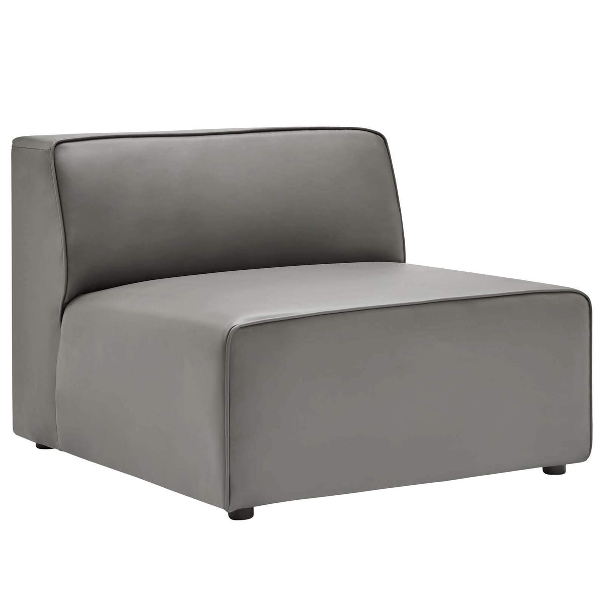 Mingle Vegan Leather Sectional Sofa Armless Chair in Gray by Modway – Armless Chair, Polyvinyl Chloride, Grey, Model EEI-4623-GRY