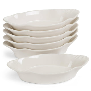 KooK Au Gratin Dishes, Ceramic, 12 Ounce, Ivory Set of 6