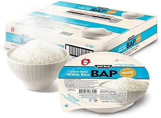 Premium Instant Rice | Sticky Sushi Rice | 0 Trans Fat/ 0 Cholesterol/ 0 Sodium | Ready in 90 Secs | Gluten-Free | Healthy Sticky White Rice Bowls (Bap) – [WHITE Rice |12 Pack] | Long Shelf Life - O'Food