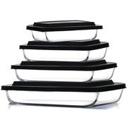 Eatex Glass Casserole Set, 4 Sizes with Lids, Black