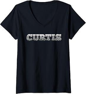 Women's Curtis Name Dad Fix It Husband Strong Father Builder Smart V-Neck T-Shirt