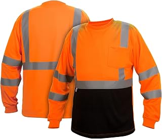 Pyramex RLTS3120BL RLTS31B Series T-Shirt Hi-Vis Orange Long Sleeve - Black Bottom - Size Large