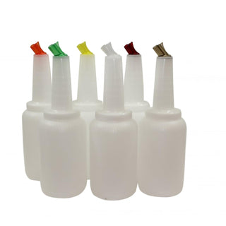 Spill-Stop 1693-0 Mix-N-Pour Complete Unit by Tablecraft – 67.6 Ounces, 2.0 liters, Polyethylene, Multi-color (Red, Green, Orange, Yellow, Clear, Brown), Model 8064A