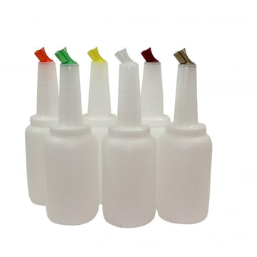 Spill-Stop 1693-0 Mix-N-Pour Complete Unit by Tablecraft – 67.6 Ounces, 2.0 liters, Polyethylene, Multi-color (Red, Green, Orange, Yellow, Clear, Brown), Model 8064A