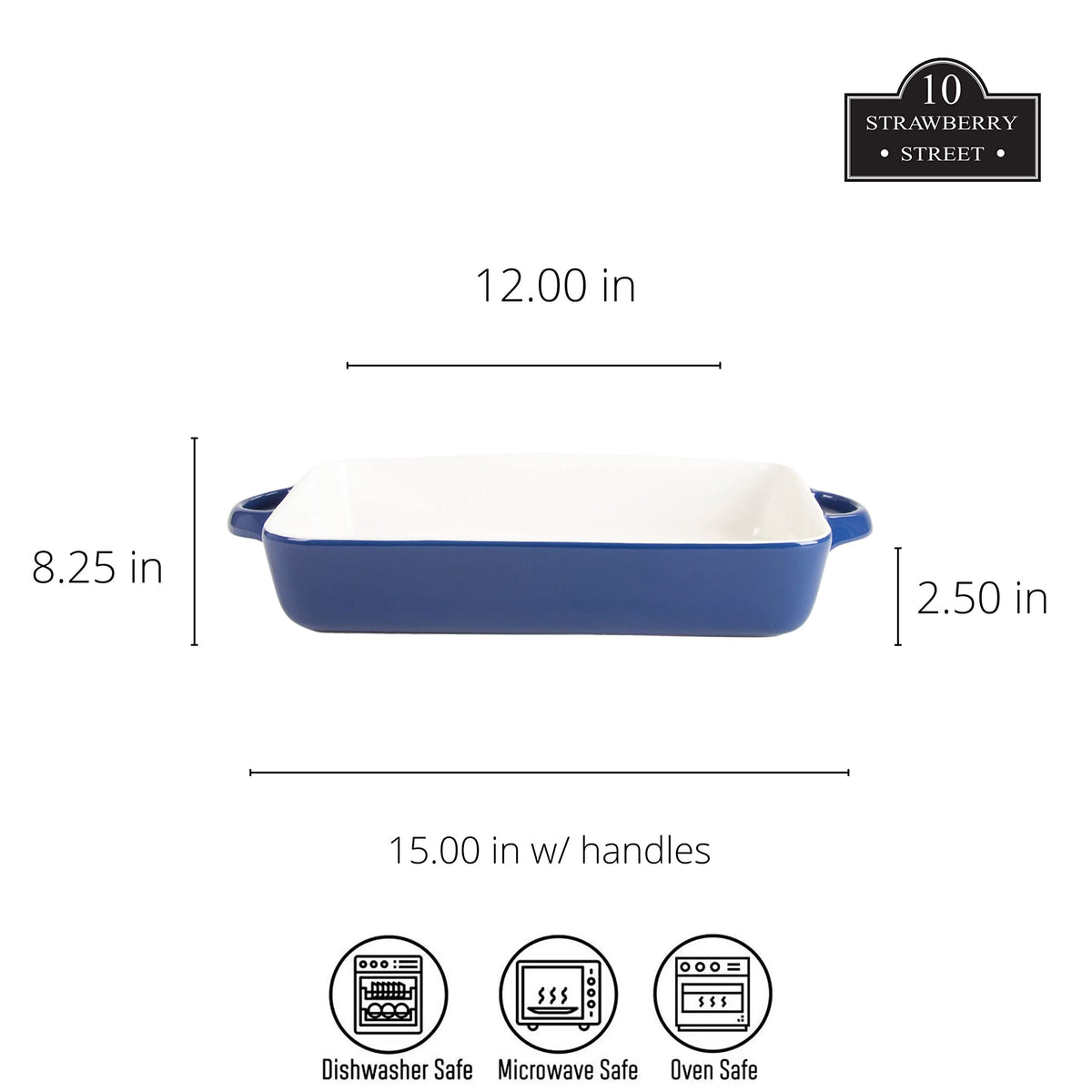 10 Strawberry Street Blue / 12" & 9.5" / Rectangle Bake & Serve Sets