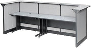 Global Industrial 124" W x 44" D x 46" H U-Shaped Reception Station with Raceway, Gray Counter/Gray Panel