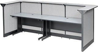 Global Industrial 124" W x 44" D x 46" H U-Shaped Reception Station with Raceway, Gray Counter/Gray Panel