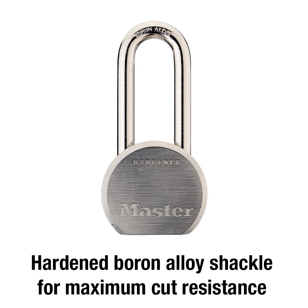 Padlock with Key by Master Lock – 2 Inch Shackle, Alloy Steel, Metal, Model 930DLHPF