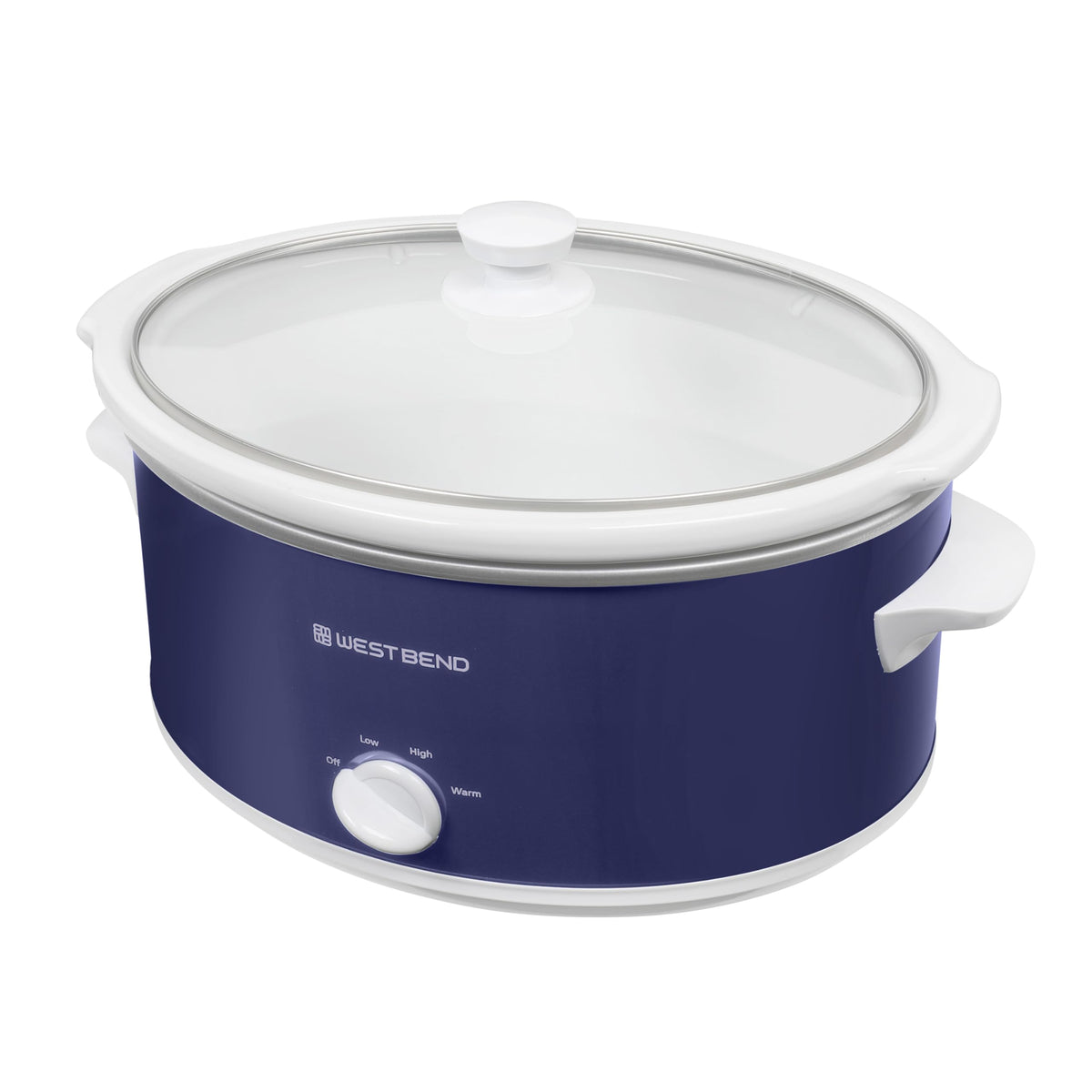 Slow Cooker 6-Quart Manual Crockery Style with Dishwasher Safe Oval Ceramic Crockpot and Glass Lid Two Temperature Settings Plus Keep Warm by West Bend – Model SCWB6QPTNW13