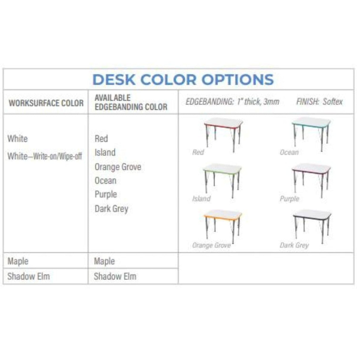 Versa Desk Adjustable Height Kids Rectangular Table Write-On/Wipe-Off Dry Erase Top Child Desk for School Classroom by Tot Mate – Model TM9510R.SWWOPX1