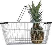 HUBERT Wire Shopping Baskets Silver Wire with Black Handles and Bumpers - 18"L x 12 1/2"W x 8"D