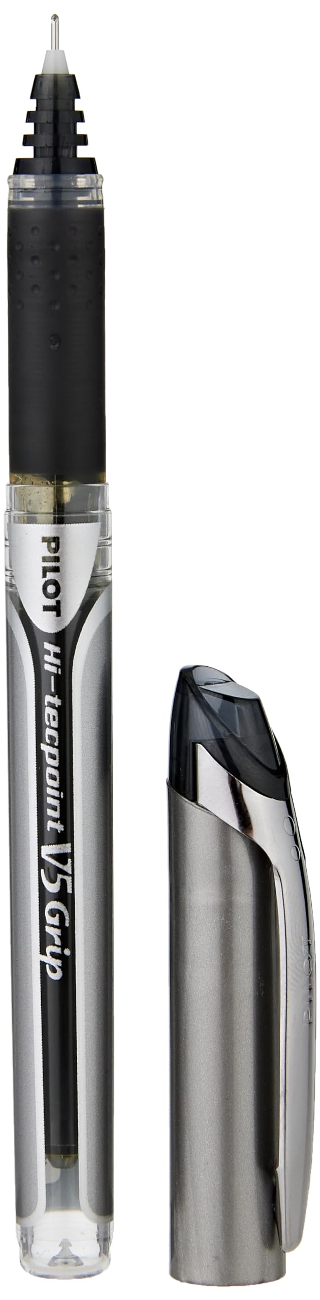 V5 Grip Liquid Ink Rollerball 0.5 mm Tip (Single Pen) - Black by PILOT – 1 Count (Pack of 1), Rubber, Black, Model BXGPN-V5-B