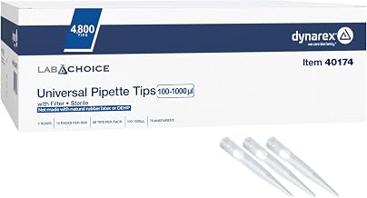 Dynarex LabChoice Universal Pipette Tips - Filter Pipette Tips, 100-1000 µl, Sterilizable, Clear - 96 Tips/Rack, 10 Racks/Box, 5 Boxes/Case, 4800 Count