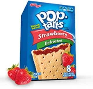 Pop-Tarts Kellogg's, Pop Tarts, Unfrosted Strawberry, 8-Count Box (Pack of 6)