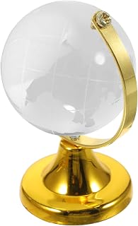 Crystal Globe with Stand Desk World Map Decor Golden | Educational Display Piece, Crystal Material, Finish, Suitable for Home and Store Settings
