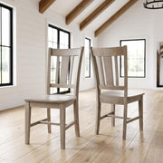 Solid Wood Dining Chair with Splatback by Furnifact – Wood, Washed Gray Taupe, Pack of 2