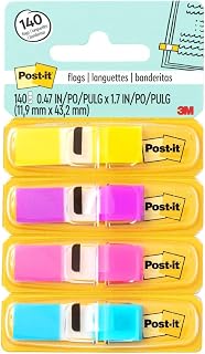 Post-it Flags, .47 x 1.7 in, Multicolor, 4 Dispensers, 35 Flags/Dispenser