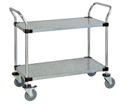 2-Tier Wire Utility Cart by QUANTUM STORAGE SYSTEMS – 48"W x 24"D x 37-1/2"H, Carbon Steel, Chrome, Model WRC-2448-2G