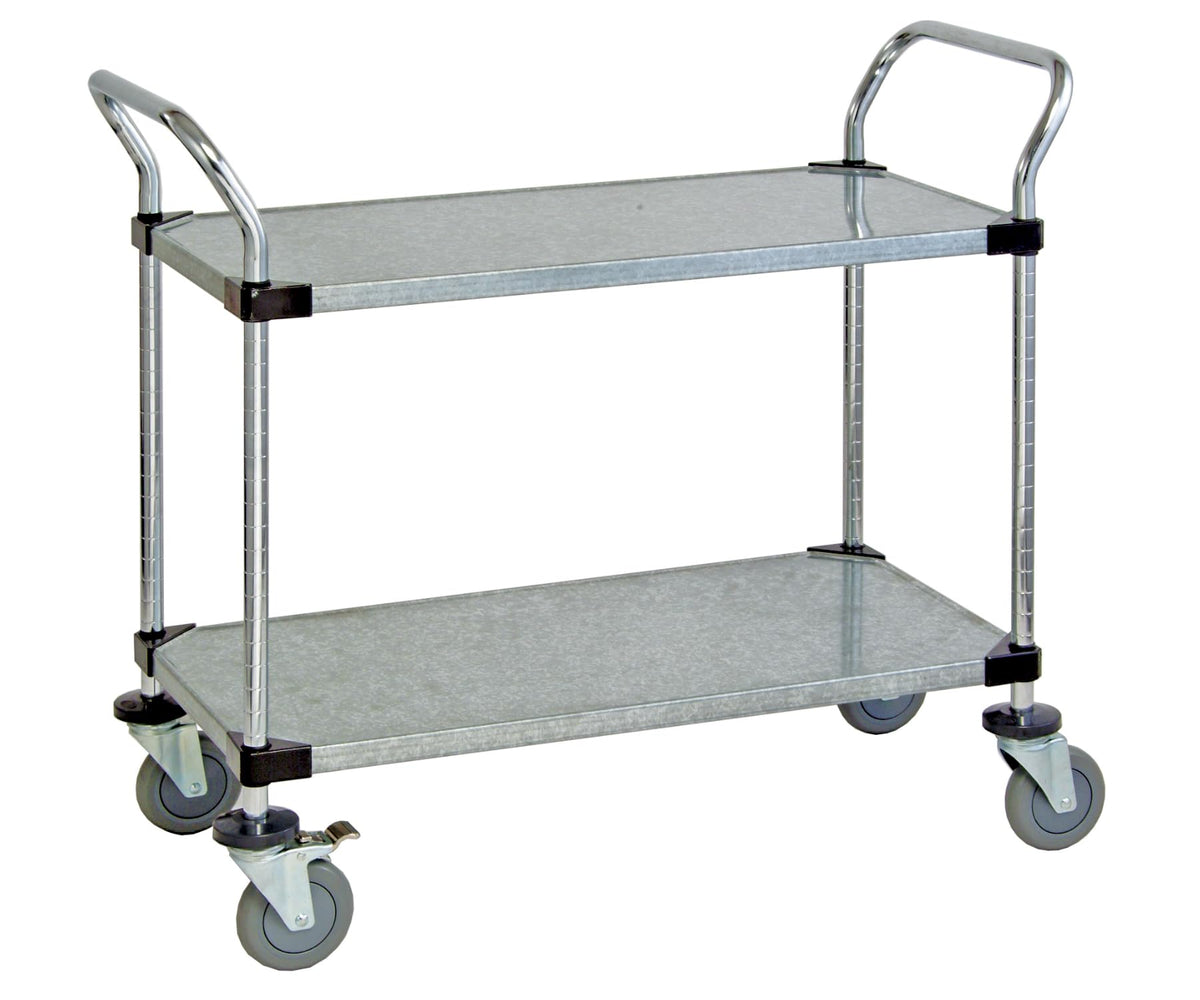 2-Tier Wire Utility Cart by QUANTUM STORAGE SYSTEMS – 48"W x 24"D x 37-1/2"H, Carbon Steel, Chrome, Model WRC-2448-2G