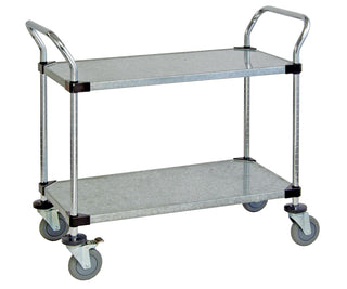 2-Tier Wire Utility Cart by QUANTUM STORAGE SYSTEMS – 48"W x 24"D x 37-1/2"H, Carbon Steel, Chrome, Model WRC-2448-2G