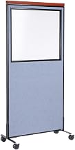 Global Industrial 36-1/4"W x 100-1/2"H Deluxe Mobile Office Partition Panel with Partial Window, Blue