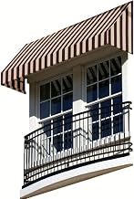 AWNTECH 10.38 FT. NEW Yorker Fixed Awning 124.5 in. W X 31 in. H X 24 in. D Acrylic Fabric in Brown/TAN Stripe NK22-10BNKT