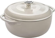 Lodge Essential Enamel Cast Iron Dutch Oven, 6 Quart, Oyster White | Ideal for Bread Baking, Braising, Marinating & Slow Cooking, Features Moisture-Sealing Lid & Dual Handles