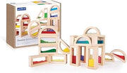 Guidecraft Sensory Rainbow Blocks - 18 pc. Set: 6 Shimmering Water, 6 Sand and 6 Crystal Bead Blocks, Construction Building Toy Set for Kids - Stacking Blocks