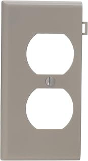 Leviton 1-Gang Duplex Receptacle Wall Plate, Sectional, Unbreakable Thermoplastic, Device Mount, End Panel, LPSE8-W, White