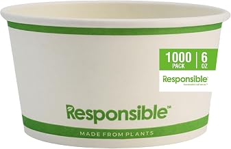 Responsible Products Paper Food Containers, Tree-Less™ Compostable Food Containers, Extra Strength, Tree-Free and Made Without PFAS (RP-SB06W-1000)
