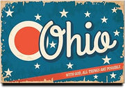 Ohio State Poster Fridge Magnet The Buckeye State Travel Souvenir Columbus Cleveland Cincinnati