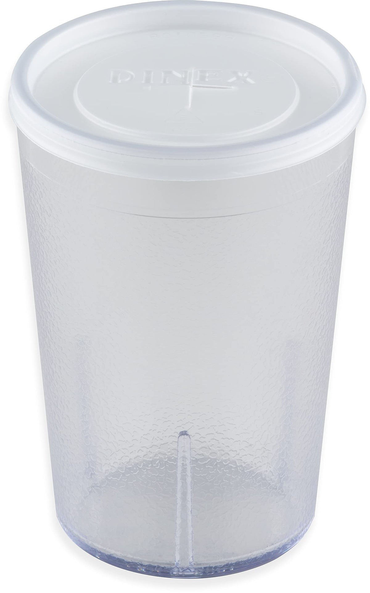 Disposable Lid with Straw Slot for CFS Stackable and Louis Tumblers by DINEX – 0.5" x 2.62" x 2.62", 8 ounces, Polystyrene, Straw, Model DX1191ST8714