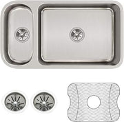 Elkay ELUH3219DBG Lustertone Classic 30/70 Double Bowl Undermount Stainless Steel Sink Kit