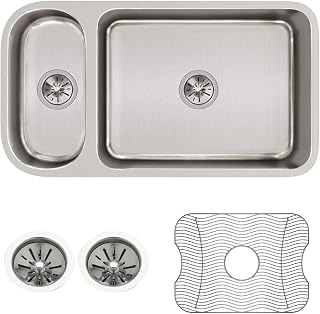 Elkay ELUH3219DBG Lustertone Classic 30/70 Double Bowl Undermount Stainless Steel Sink Kit