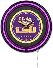Holland Bar Stool Clk15BKLaStUn NCAA 15 in. Dia. Louisiana State University Double Neon Wall Clock Black