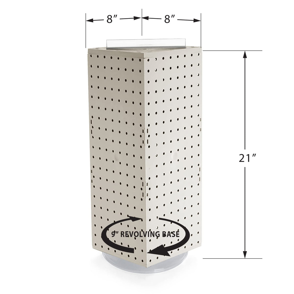 Azar Displays Pegboard + Hooks / White / 8 inches (W) x 8 inches (D) x 20 inches (H) Display Racks