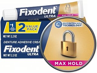 Fixodent Ultra Max Hold Denture Adhesive, White, 2.2 Oz (Pack of 2)
