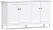 SIMPLIHOME Amherst 66" Wide Solid Wood Sideboard Cabinet in White