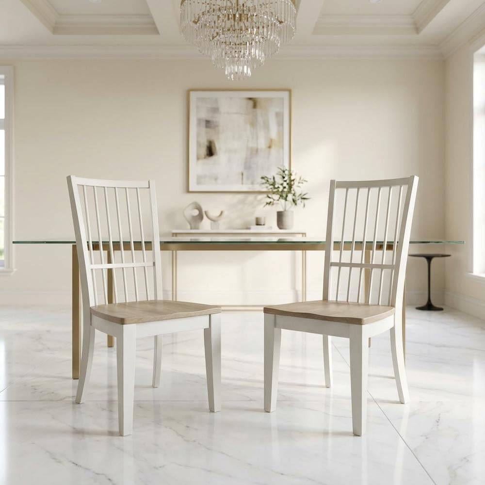 White Spindle Back Dining Chair Two Pack by Starlight Canyon Home – Poplar Solids / Birch Veneers, White, Pack of 2